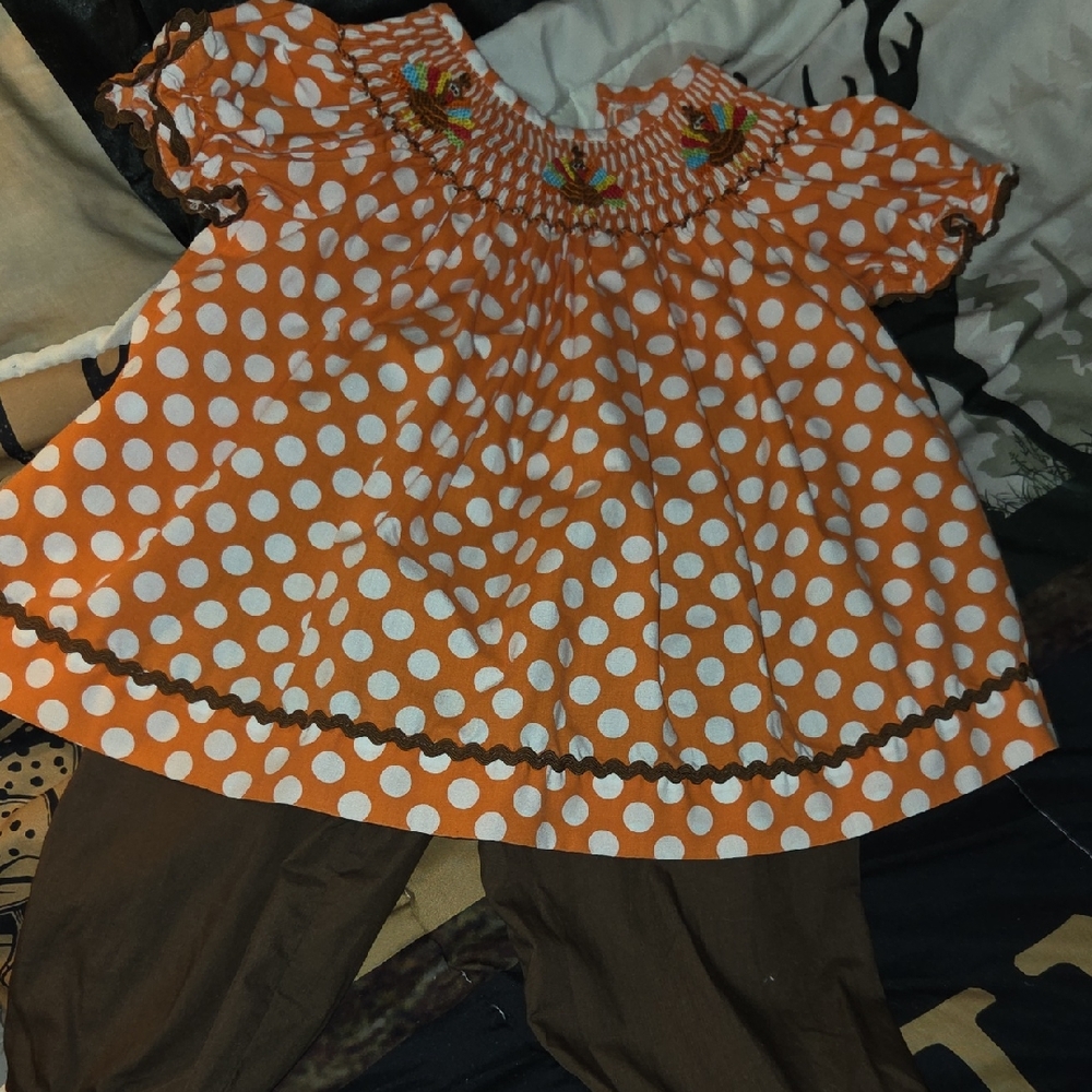 Orange Polka Dot Kids Matching Set